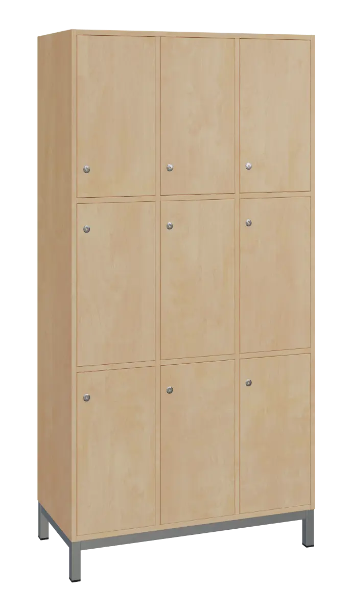 SBS-3333 šatní skříň 9-boxová, 1800x900x400 mm, kovové nohy, bříza irská